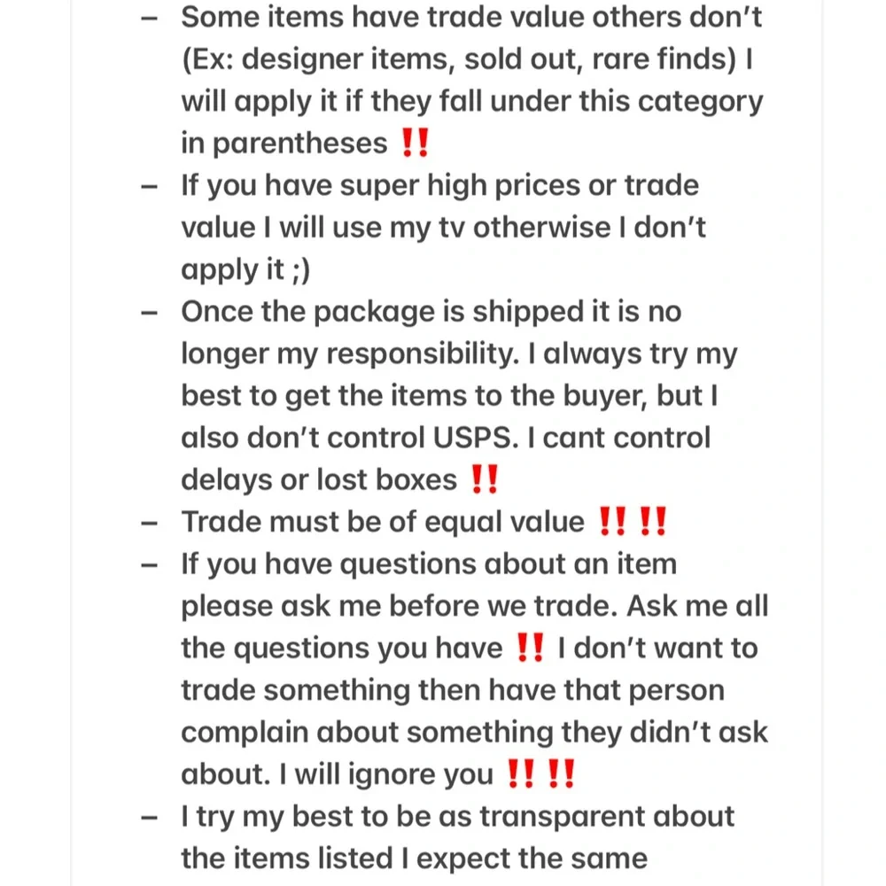 ‼️ TRADE POLICIES ‼️ - Picture 2 of 5